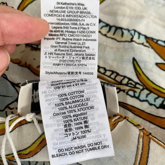 Last 2‼️NWT Tory Burch Women's Climbing Palms Square Scarf 144936 - Picture 9 of 9